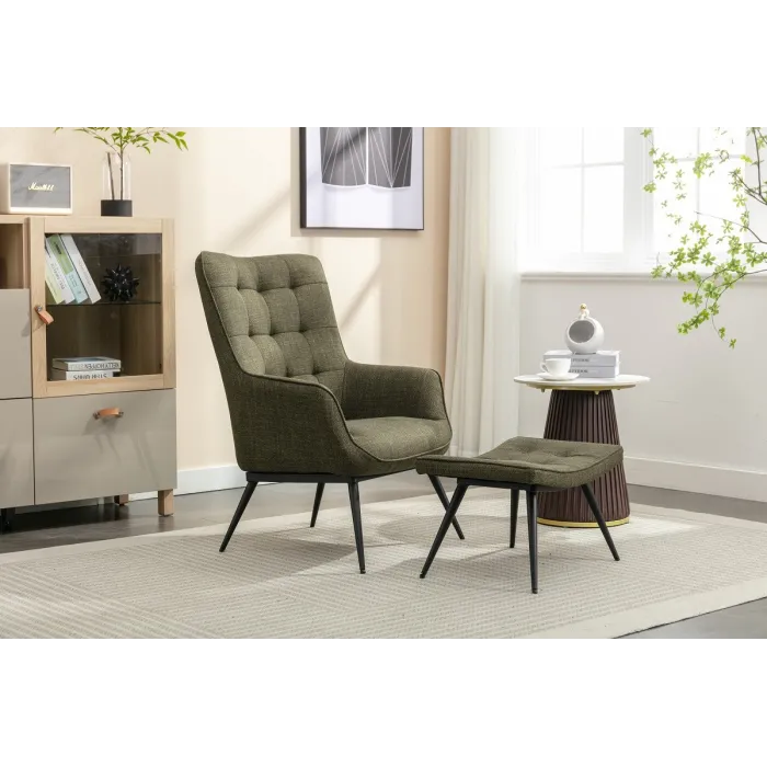 Katelyn Accent Chair with Stool - Moss G | Murphy Furniture
