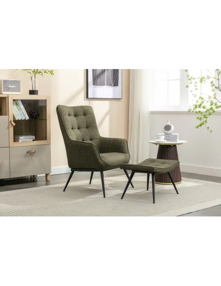 Katelyn Accent Chair with Stool - Moss G | Murphy Furniture