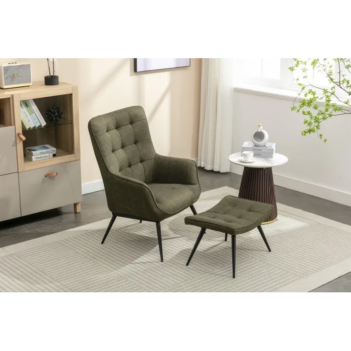 Katelyn Accent Chair with Stool - Moss G | Murphy Furniture