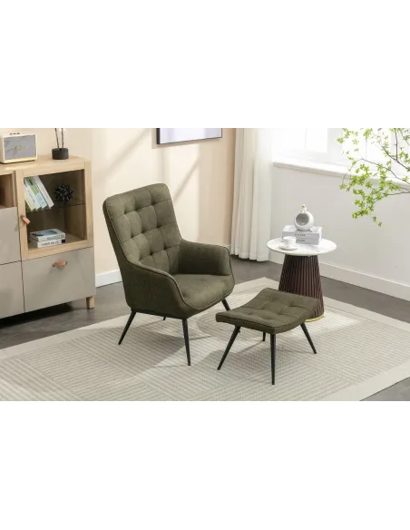 Katelyn Accent Chair with Stool - Moss G | Murphy Furniture