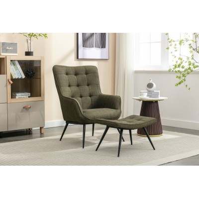 Katelyn Accent Chair with Stool - Moss G | Murphy Furniture