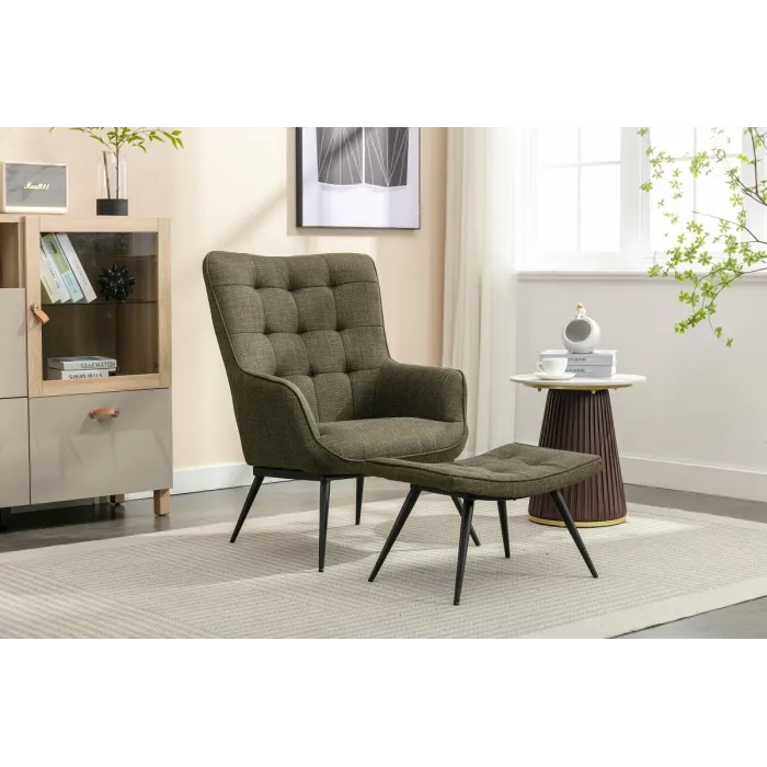 Katelyn Accent Chair with Stool - Moss G | Murphy Furniture