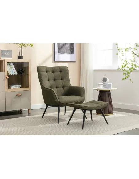 Katelyn Accent Chair with Stool - Moss G | Murphy Furniture