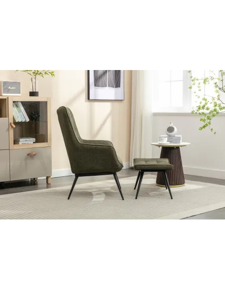 Katelyn Accent Chair with Stool - Moss G | Murphy Furniture