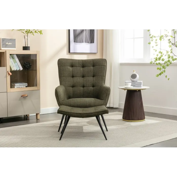Katelyn Accent Chair with Stool - Moss G | Murphy Furniture