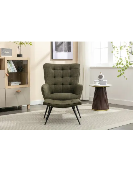 Katelyn Accent Chair with Stool - Moss G | Murphy Furniture