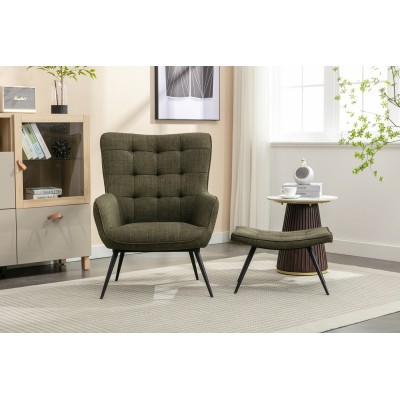 Katelyn Accent Chair with Stool - Moss G | Murphy Furniture