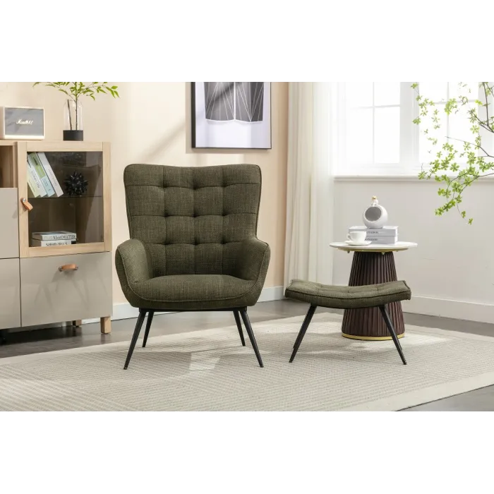 Katelyn Accent Chair with Stool - Moss G | Murphy Furniture