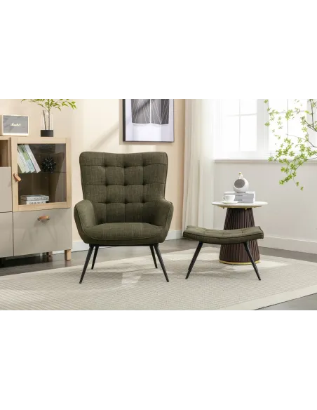 Katelyn Accent Chair with Stool - Moss G | Murphy Furniture