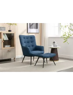 Katelyn Accent Chair with Stool - Denim | Murphy Furniture