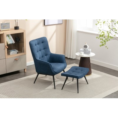 Katelyn Accent Chair with Stool - Denim | Murphy Furniture