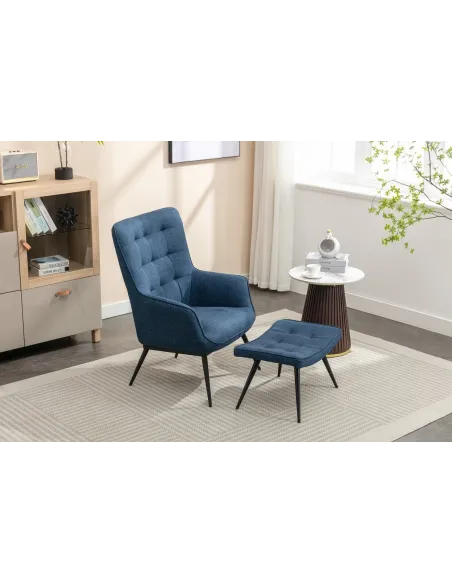 Katelyn Accent Chair with Stool - Denim | Murphy Furniture