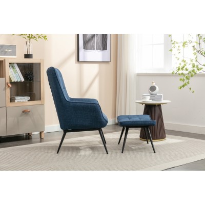 Katelyn Accent Chair with Stool - Denim | Murphy Furniture