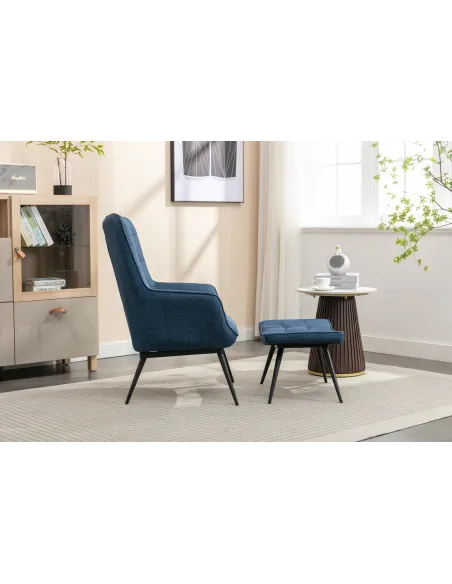 Katelyn Accent Chair with Stool - Denim | Murphy Furniture
