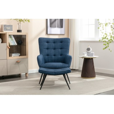 Katelyn Accent Chair with Stool - Denim | Murphy Furniture