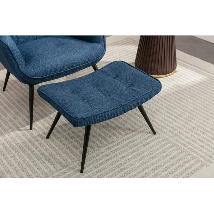 Katelyn Accent Chair with Stool - Denim | Murphy Furniture