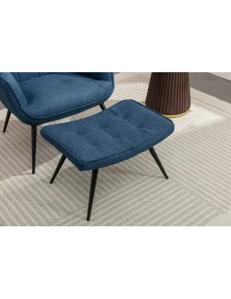 Katelyn Accent Chair with Stool - Denim | Murphy Furniture