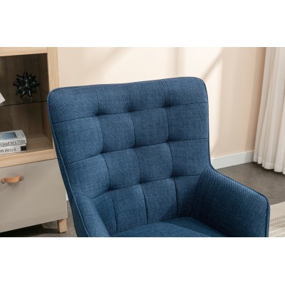 Katelyn Accent Chair with Stool - Denim | Murphy Furniture