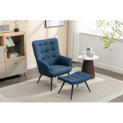 Katelyn Accent Chair with Stool - Denim | Murphy Furniture
