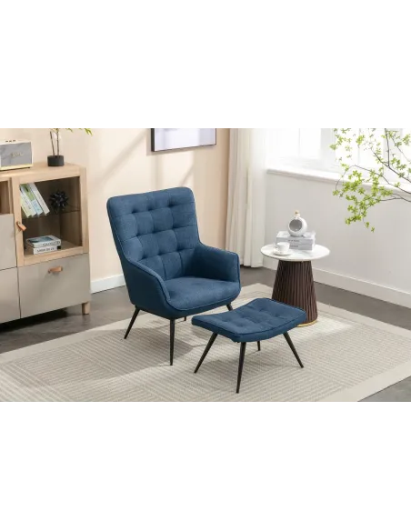 Katelyn Accent Chair with Stool - Denim | Murphy Furniture