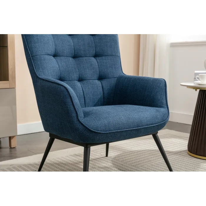 Katelyn Accent Chair with Stool - Denim | Murphy Furniture