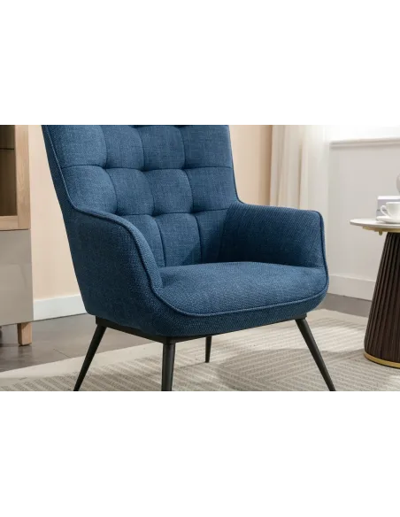 Katelyn Accent Chair with Stool - Denim | Murphy Furniture