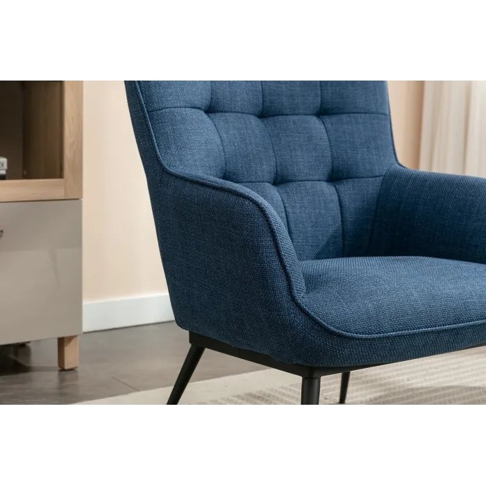 Katelyn Accent Chair with Stool - Denim | Murphy Furniture