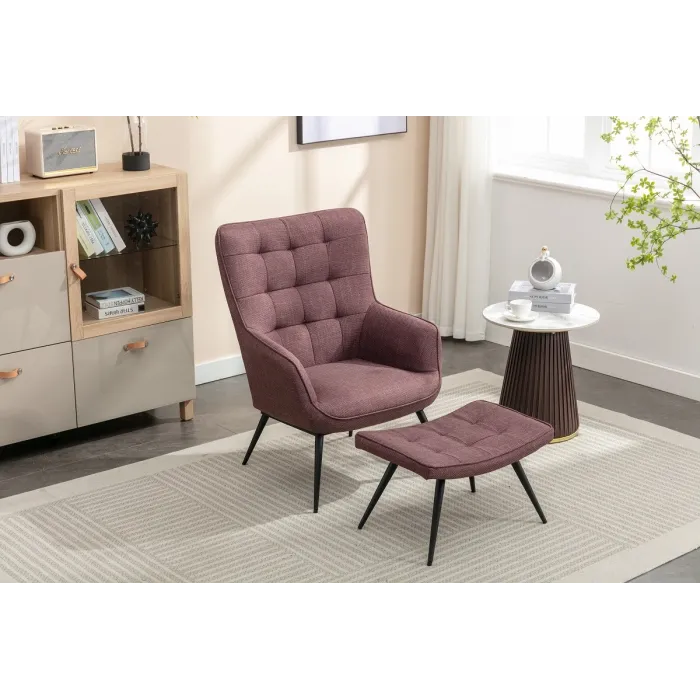 Katelyn Accent Chair with Stool - Mulber | Murphy Furniture
