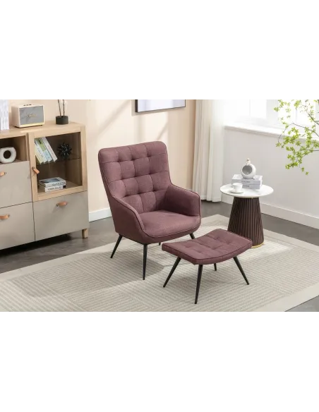Katelyn Accent Chair with Stool - Mulber | Murphy Furniture
