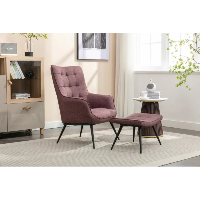 Katelyn Accent Chair with Stool - Mulber | Murphy Furniture