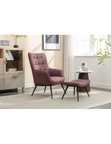 Katelyn Accent Chair with Stool - Mulber | Murphy Furniture