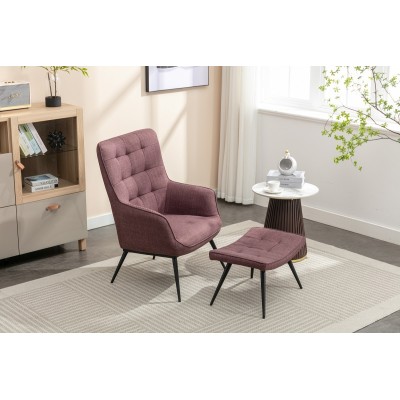 Katelyn Accent Chair with Stool - Mulber | Murphy Furniture