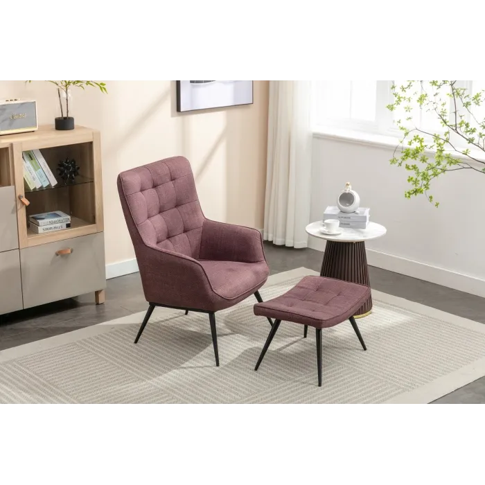 Katelyn Accent Chair with Stool - Mulber | Murphy Furniture