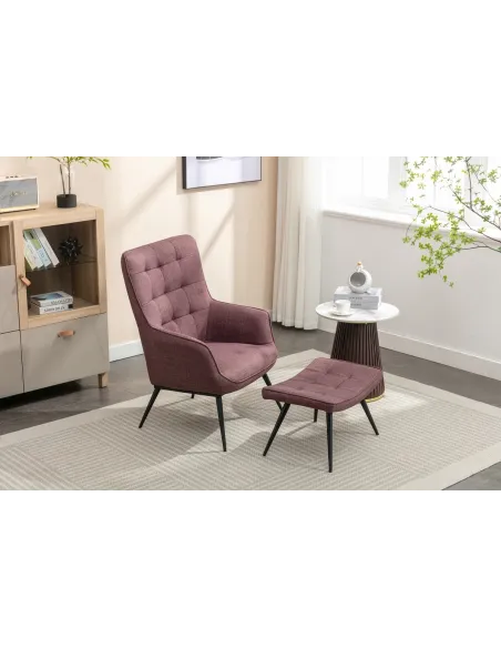 Katelyn Accent Chair with Stool - Mulber | Murphy Furniture