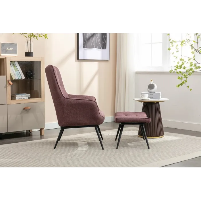 Katelyn Accent Chair with Stool - Mulber | Murphy Furniture