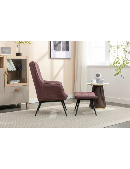 Katelyn Accent Chair with Stool - Mulber | Murphy Furniture