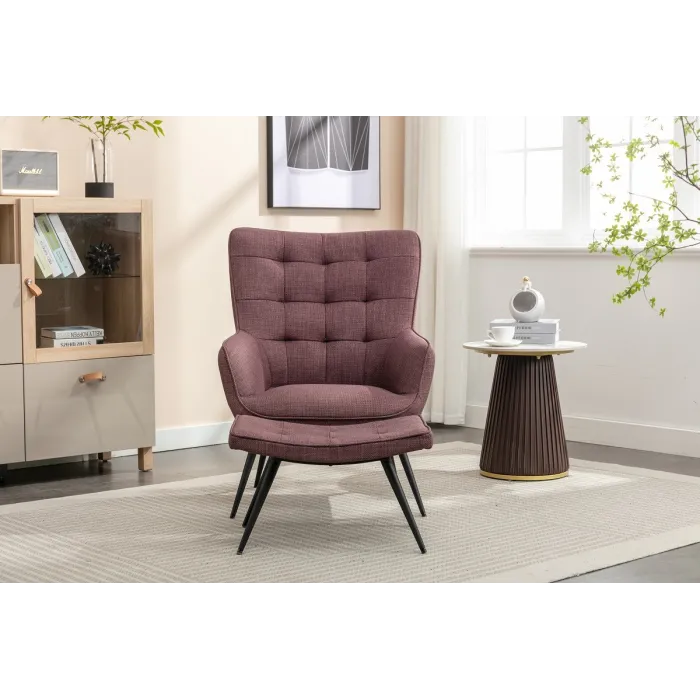 Katelyn Accent Chair with Stool - Mulber | Murphy Furniture