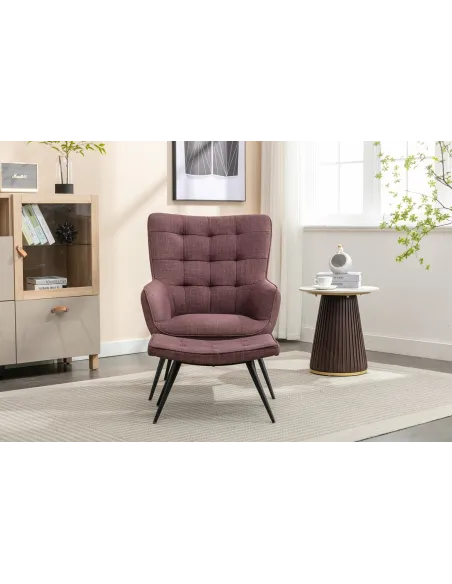 Katelyn Accent Chair with Stool - Mulber | Murphy Furniture