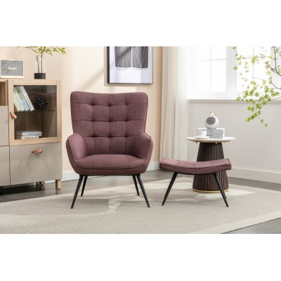 Katelyn Accent Chair with Stool - Mulber | Murphy Furniture