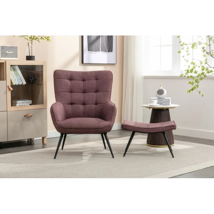 Katelyn Accent Chair with Stool - Mulber | Murphy Furniture
