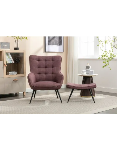 Katelyn Accent Chair with Stool - Mulber | Murphy Furniture