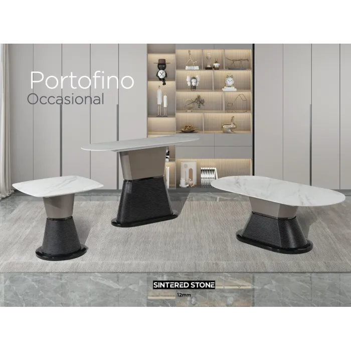 Portofino End Table - Sintered Stone/Whi | Murphy Furniture