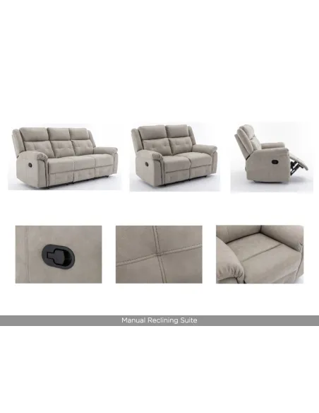 Berkeley 3 Seater Recliner Sofa - Light | Murphy Furniture