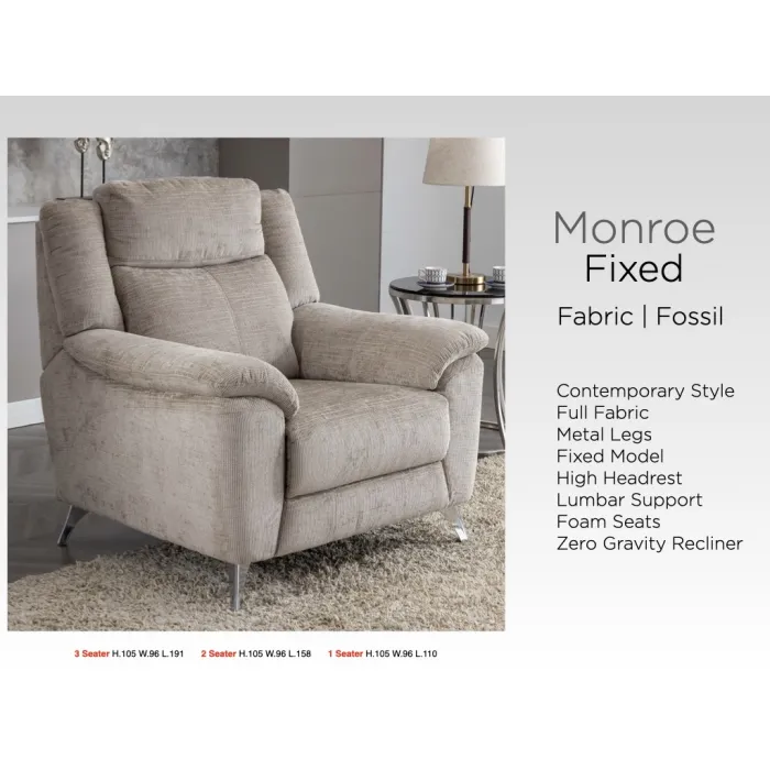 Monroe Fixed Armchair - Fossil | Murphy Furniture