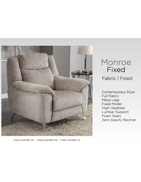 Monroe Fixed Armchair - Fossil | Murphy Furniture