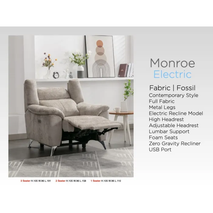 Monroe Electric Recliner 3+1+1 Sofa Set | Murphy Furniture