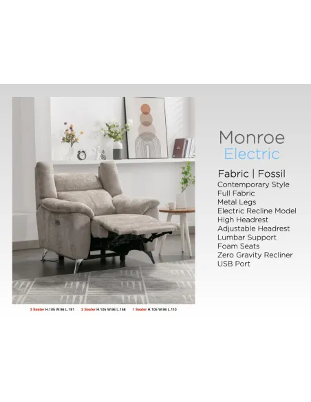 Monroe Electric Recliner 3+1+1 Sofa Set | Murphy Furniture