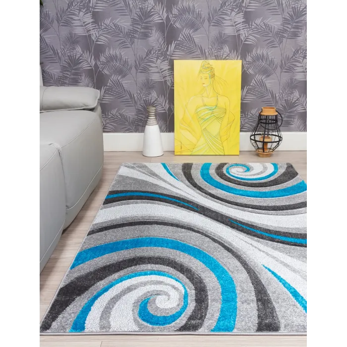 Samba Spirals Teal Rugs - Various Sizes | Murphy Furniture