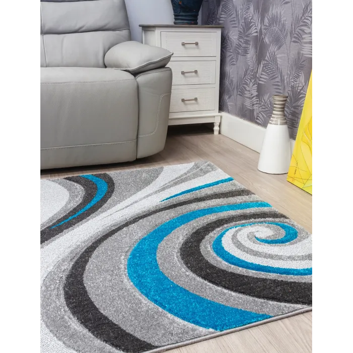 Samba Spirals Teal Rugs - Various Sizes | Murphy Furniture