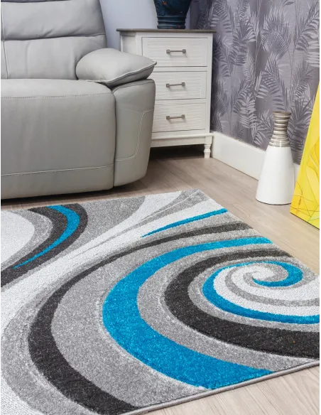 Samba Spirals Teal Rugs - Various Sizes | Murphy Furniture